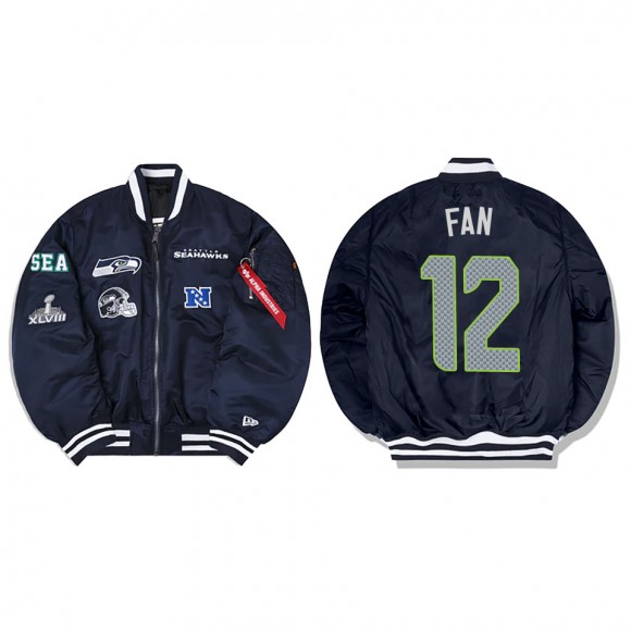 12th Fan Alpha Industries X Seattle Seahawks MA-1 Bomber Navy Jacket