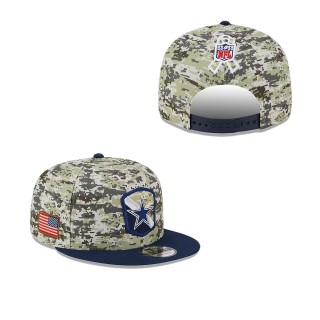 2023 Salute To Service Veterans Cowboys Camo Navy Snapback Hat