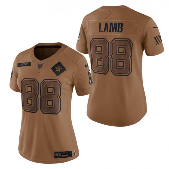 2023 Salute To Service Veterans CeeDee Lamb Cowboys Brown Women's Jersey