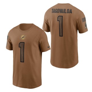 2023 Salute To Service Veterans Tua Tagovailoa Dolphins Brown T-Shirt