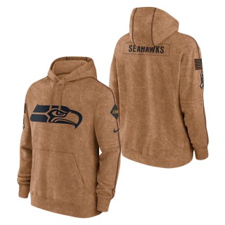 2023 Salute To Service Veterans Seahawks Brown Club Hoodie