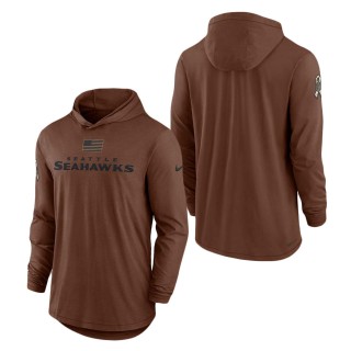 2023 Salute To Service Veterans Seahawks Brown Lightweight Hoodie T-Shirt