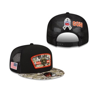 2021 Salute To Service Bears Black Camo Trucker 9FIFTY Snapback Adjustable Hat