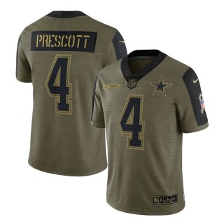 2021 Salute To Service Cowboys Dak Prescott Olive Limited Player Jersey