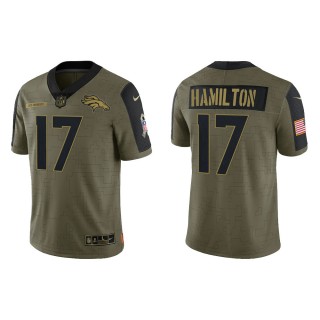 Men's DaeSean Hamilton Denver Broncos Olive 2021 Salute To Service Limited Jersey