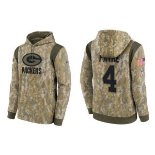 Men's Brett Favre Green Bay Packers Camo 2021 Salute To Service Therma Hoodie