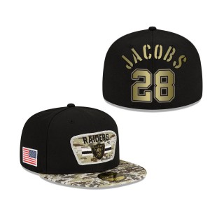 Men's Josh Jacobs Las Vegas Raiders Black Camo 2021 Salute To Service 59FIFTY Fitted Hat