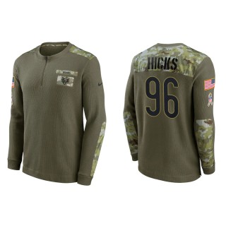 Men's Chicago Bears Akiem Hicks Nike Olive 2021 Salute To Service Henley Long Sleeve Thermal Top