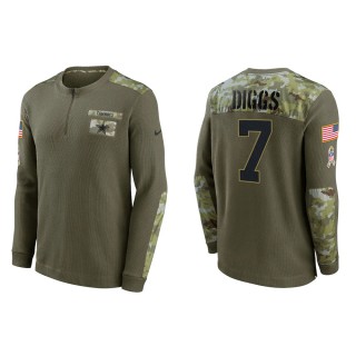 Men's Dallas Cowboys Trevon Diggs Nike Olive 2021 Salute To Service Henley Long Sleeve Thermal Top