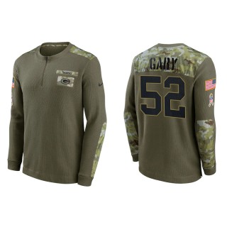 Men's Green Bay Packers Rashan Gary Nike Olive 2021 Salute To Service Henley Long Sleeve Thermal Top