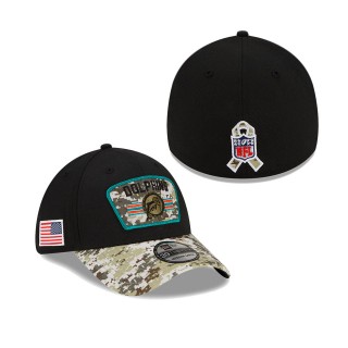 2021 Salute To Service Dolphins Black Camo Historic Logo 39THIRTY Flex Hat