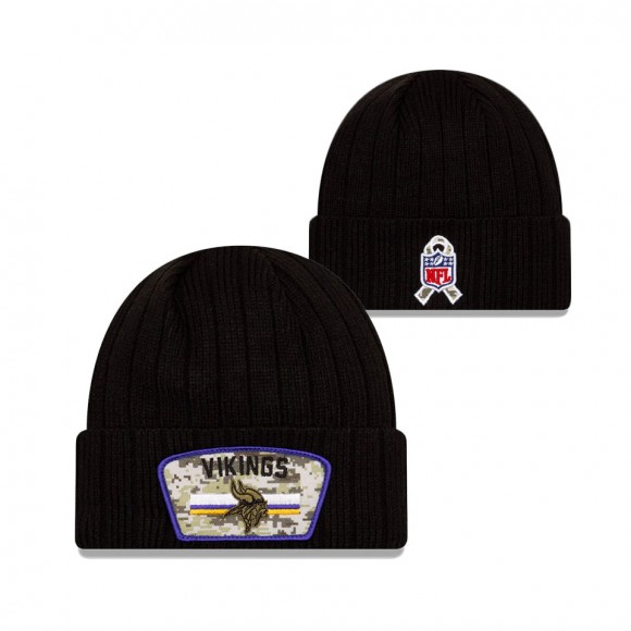 2021 Salute To Service Vikings Black Cuffed Knit Hat