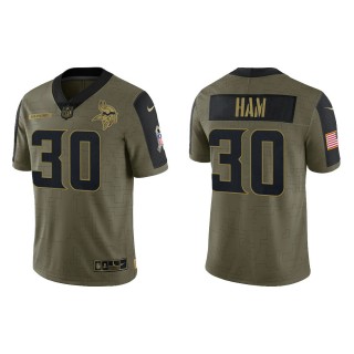 Men's C.J. Ham Minnesota Vikings Olive 2021 Salute To Service Limited Jersey