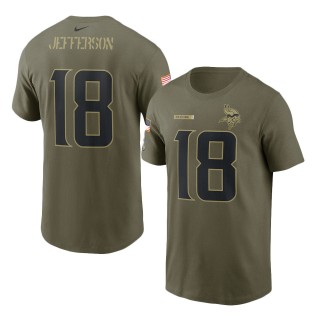 2021 Salute To Service Vikings Justin Jefferson Camo Name & Number T-Shirt