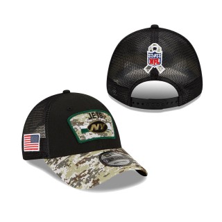 2021 Salute To Service Jets Black Camo Trucker 9FORTY Snapback Adjustable Hat