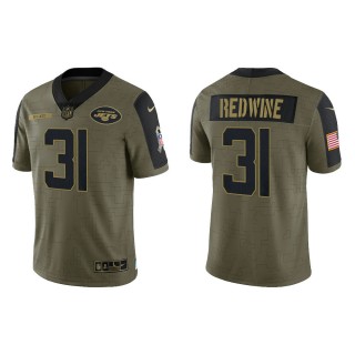 Men's Sheldrick Redwine New York Jets Olive 2021 Salute To Service Limited Jersey