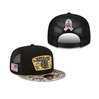 2021 Salute To Service Steelers Black Camo Trucker 9FIFTY Snapback Adjustable Hat