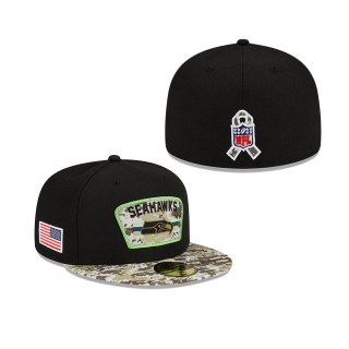 2021 Salute To Service Seahawks Black Camo 59FIFTY Fitted Hat