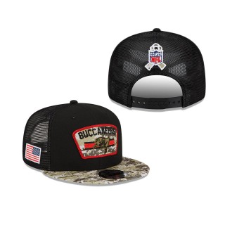 2021 Salute To Service Buccaneers Black Camo Trucker 9FIFTY Snapback Adjustable Hat