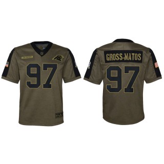 Youth Carolina Panthers Yetur Gross-Matos Nike Olive 2021 Salute To Service Game Jersey