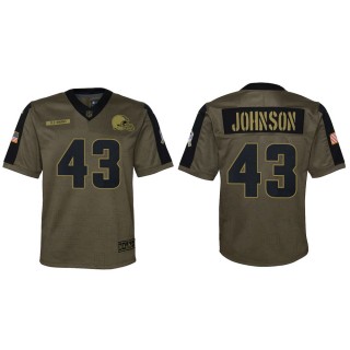 Youth Cleveland Browns John Johnson Nike Olive 2021 Salute To Service Game Jersey