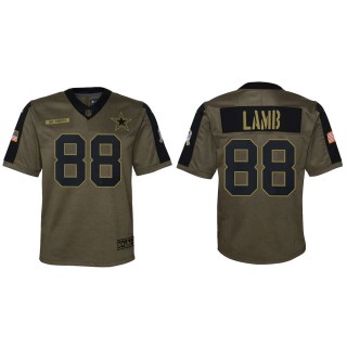 Youth Dallas Cowboys CeeDee Lamb Nike Olive 2021 Salute To Service Game Jersey