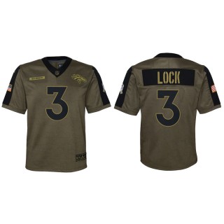 Youth Denver Broncos Drew Lock Nike Olive 2021 Salute To Service Game Jersey