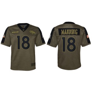 Youth Denver Broncos Peyton Manning Nike Olive 2021 Salute To Service Game Jersey