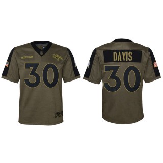 Youth Denver Broncos Terrell Davis Nike Olive 2021 Salute To Service Game Jersey