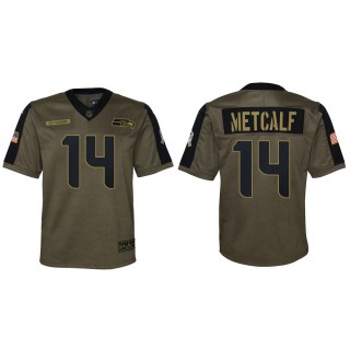 Youth Seattle Seahawks D.K. Metcalf Nike Olive 2021 Salute To Service Game Jersey