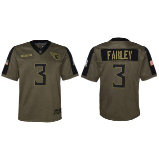 Youth Tennessee Titans Caleb Farley Nike Olive 2021 Salute To Service Game Jersey