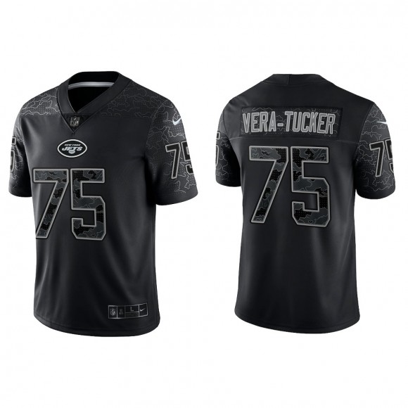 Alijah Vera-Tucker New York Jets Black Reflective Limited Jersey