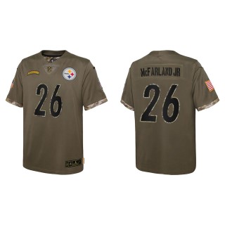 Anthony McFarland Jr. Youth Pittsburgh Steelers Olive 2022 Salute To Service Limited Jersey