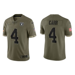 Derek Carr Las Vegas Raiders Olive 2022 Salute To Service Limited Jersey