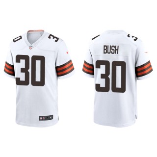 Men's Devin Bush Browns White Game Jersey