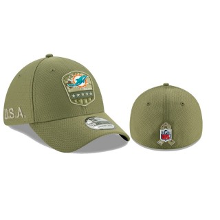 Miami Dolphins Olive Salute to Service Sideline 39THIRTY Flex Hat