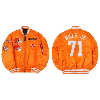 Jedrick Wills Alpha Industries X Cleveland Browns MA-1 Bomber Orange Jacket