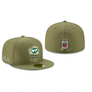 New York Jets Olive Salute to Service Sideline 59FIFTY Fitted Hat