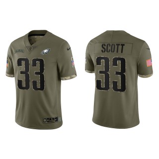 Josiah Scott Philadelphia Eagles Olive 2022 Salute To Service Limited Jersey