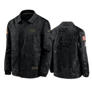 Men's Seattle Seahawks Black Salute to Service Sideline Satin Full-Snap Jacket