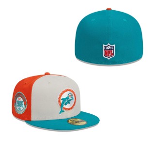 Miami Dolphins Cream Aqua 2023 Sideline Historic 59FIFTY Fitted Hat