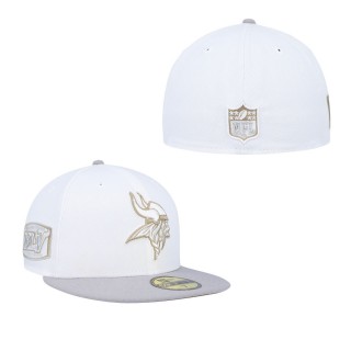 Men's Minnesota Vikings White Gray 45th Anniversary Gold Undervisor 59FIFTY Fitted Hat