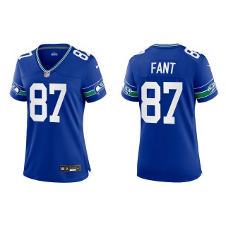 Noah Fant Women Seattle Seahawks Royal Throwback Game Jersey