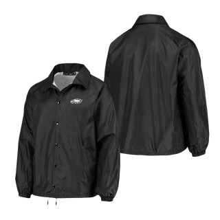 Philadelphia Eagles Black Coaches Classic Raglan Full-Snap Windbreaker Jacket