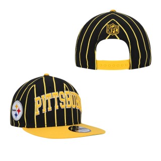 Men's Pittsburgh Steelers Black Gold Pinstripe City Arch 9FIFTY Snapback Hat