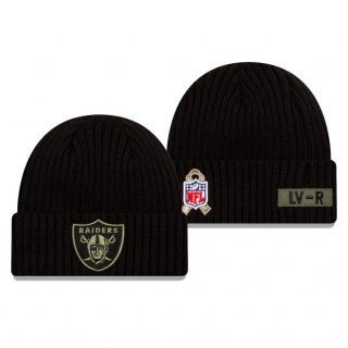 Las Vegas Raiders Black Salute to Service Cuffed Knit Hat