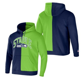 Men's Seattle Seahawks NFL x Staple Navy Split Logo Pullover Hoodie