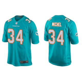 Men's Miami Dolphins Sony Michel Aqua Game Jersey