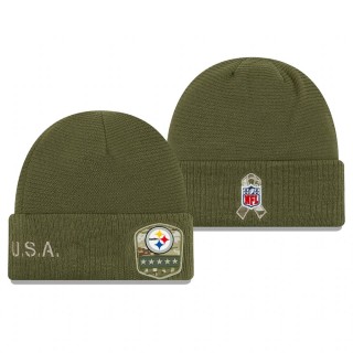 Pittsburgh Steelers Olive Salute to Service Sideline Cuffed Knit Hat