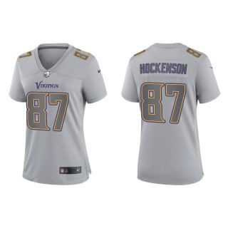 Women's Minnesota Vikings T.J. Hockenson Gray Atmosphere Fashion Game Jersey